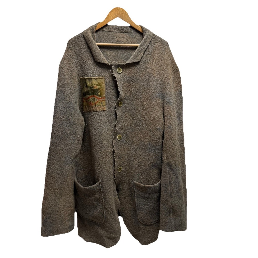 People of the Labyrinths Womens Sz Small Brown Button Front Wool Cardigan Jacket
